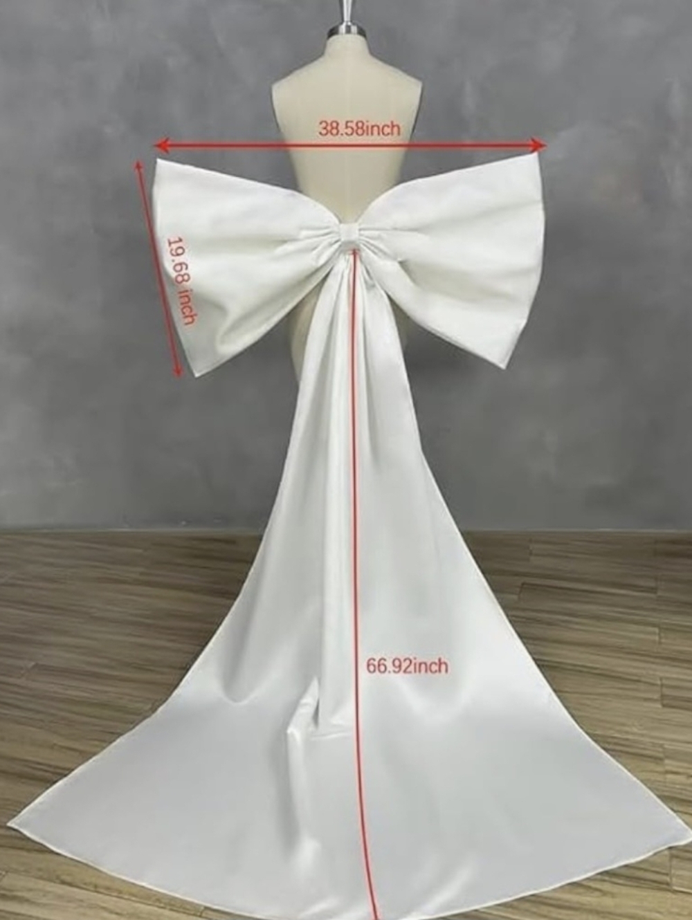 Elegant White Satin Ball Gown Draped Bow
